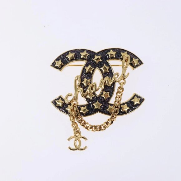 CHANEL COCO Mark Brooch metal Gold CC Auth BA4087M - Picture 8 of 13